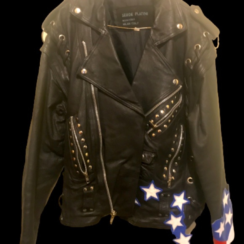 RARE Serge Platini Leather Motorcycle Jacket
